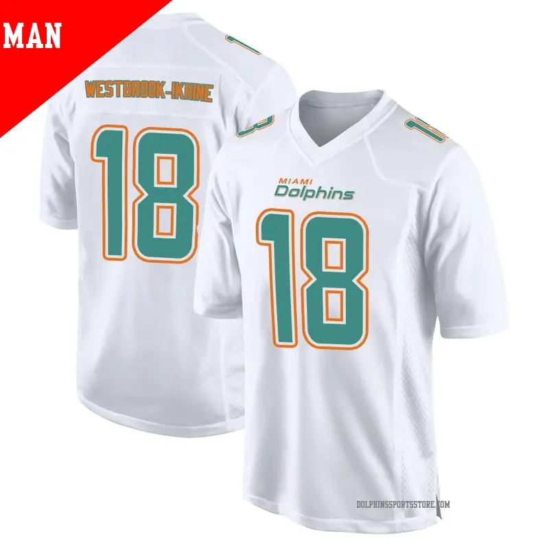 Men's ＃18 Nick Westbrook-Ikhine Miami Dolphins Game White Fashion Jersey