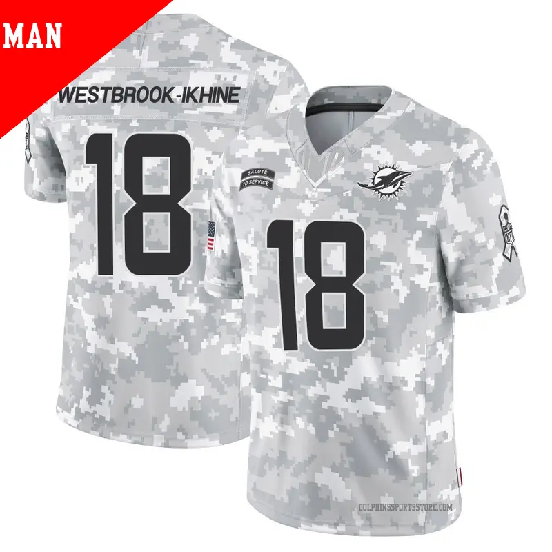 Men's ＃18 Nick Westbrook-Ikhine Miami Dolphins Limited Arctic Camo 2024 Salute to Service Jersey