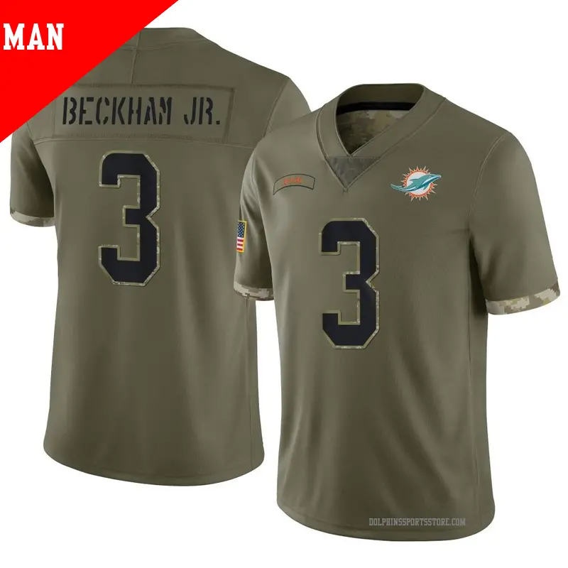 Men s 3 Odell Beckham Jr. Miami Dolphins Limited Olive 2022 Salute To Service Jersey