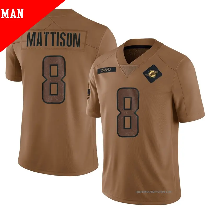 Men's ＃8 Alexander Mattison Miami Dolphins Limited Brown 2023 Salute To Service Jersey