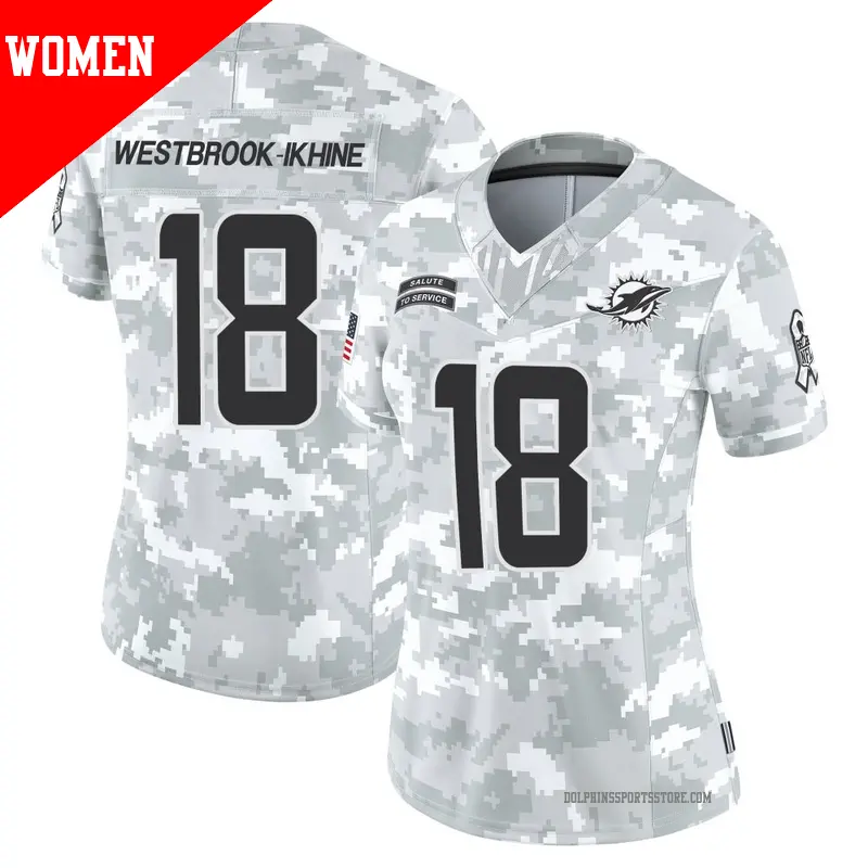 Women's ＃18 Nick Westbrook-Ikhine Miami Dolphins Limited Arctic Camo 2024 Salute to Service Jersey