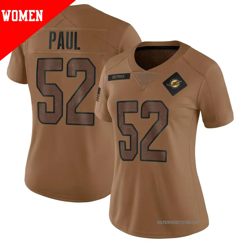 Women's ＃52 Patrick Paul Miami Dolphins Limited Brown 2023 Salute To Service Jersey