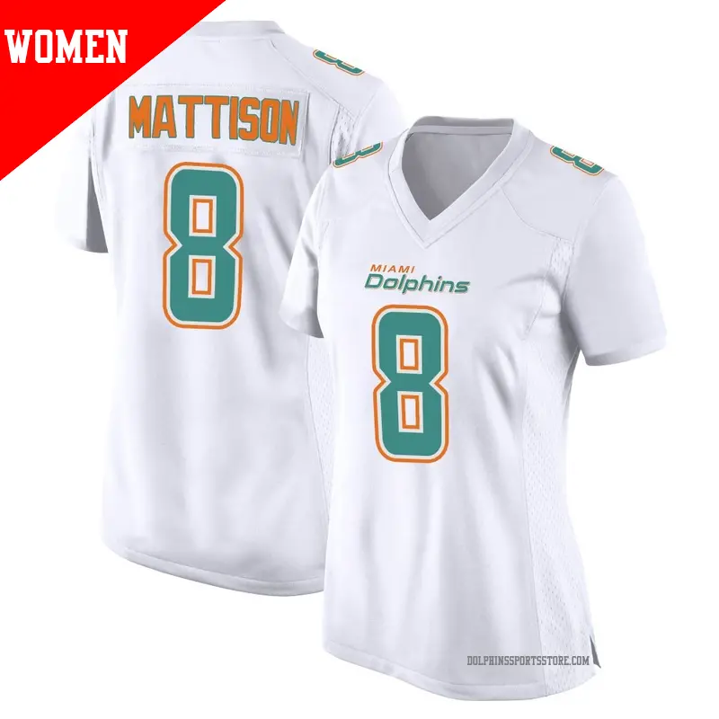 Women's ＃8 Alexander Mattison Miami Dolphins Game White Fashion Jersey