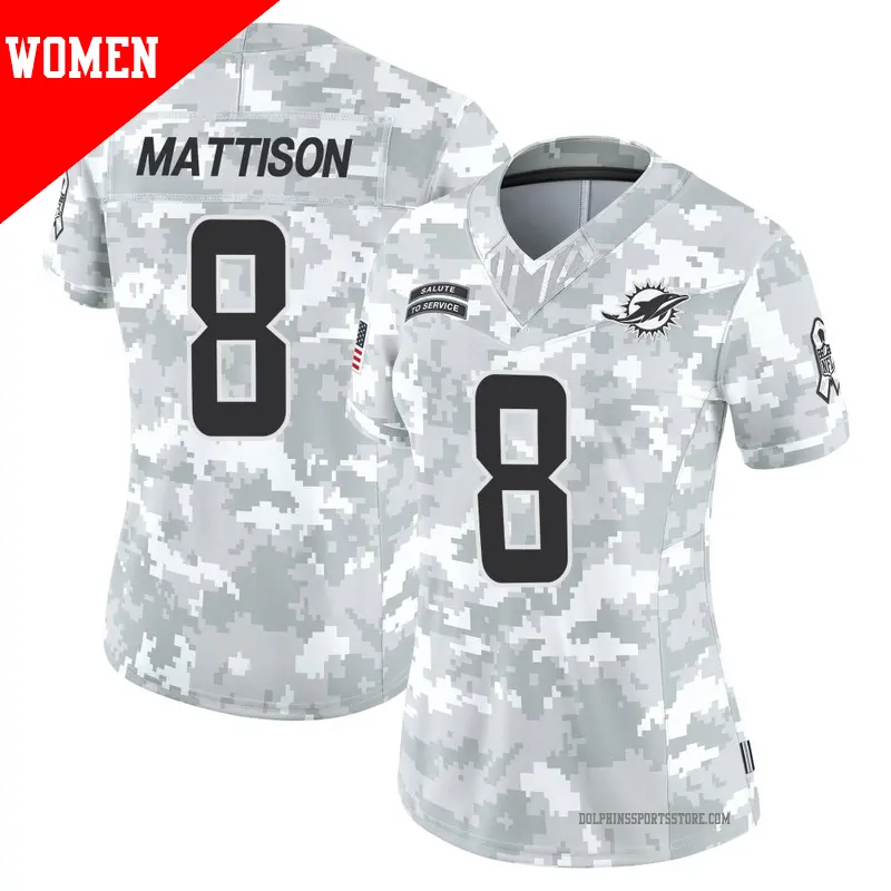 Women's ＃8 Alexander Mattison Miami Dolphins Limited Arctic Camo 2024 Salute to Service Jersey