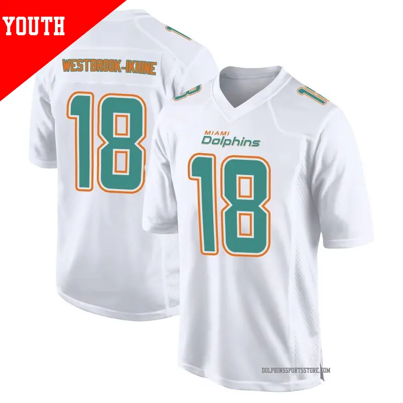 Youth ＃18 Nick Westbrook-Ikhine Miami Dolphins Game White Fashion Jersey