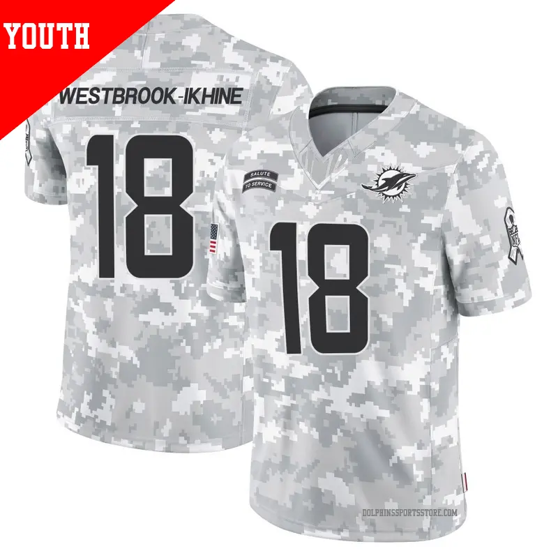 Youth ＃18 Nick Westbrook-Ikhine Miami Dolphins Limited Arctic Camo 2024 Salute to Service Jersey