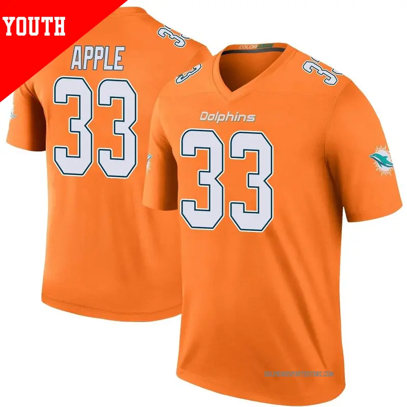 Youth 33 Eli Apple Miami Dolphins Legend Orange Color Rush Jersey