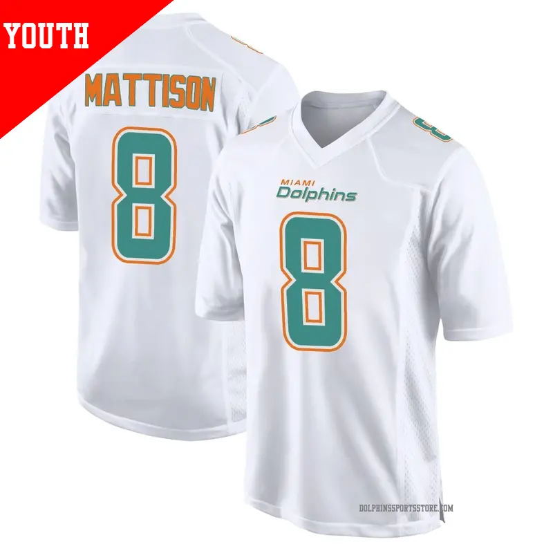 Youth ＃8 Alexander Mattison Miami Dolphins Game White Fashion Jersey